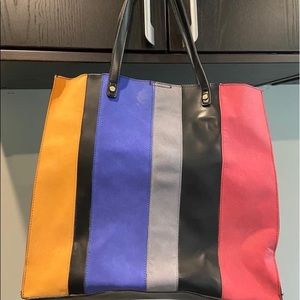 Large tote bag suede multi color 16” x 14” w/straps 23” $35